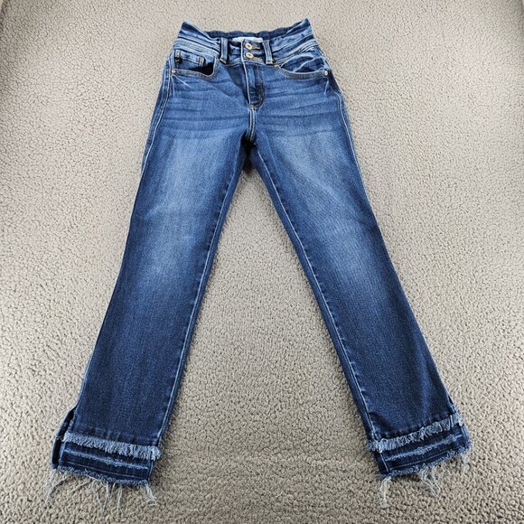 KanCan Denim - Kancan Jeans Womens 23 (23x26) Blue Straight Ankle High Rise Ripped Distressed